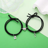 Magnet Couple Bracelets For Lovers Lock Heart Magnetic Bracelet For Women Men Braided Rope Wrist chain Minimalist Jewelry Gift daiiibabyyy