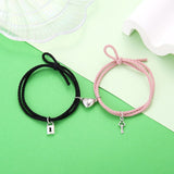 Magnet Couple Bracelets For Lovers Lock Heart Magnetic Bracelet For Women Men Braided Rope Wrist chain Minimalist Jewelry Gift daiiibabyyy