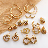 AENSOA 2021 New Gold Color Earrings for Women Multiple Trendy Round Geometric Drop Statement Earring Fashion Matted Gold Jewelry daiiibabyyy