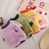 Warm Fleece Pet Clothes Cute Fruit Print Coat Small Medium Dog Cat Shirt Jacket Teddy French Bulldog Chihuahua Winter Outfit daiiibabyyy