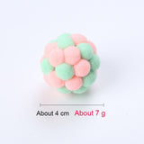 Pet Cat Toy Colorful Handmade Bouncy Ball Kitten Toys Plush Bell Ball Mouse Toy Planet Ball Cat Toys Interactive Pet Supplies daiiibabyyy