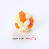 Pet Cat Toy Colorful Handmade Bouncy Ball Kitten Toys Plush Bell Ball Mouse Toy Planet Ball Cat Toys Interactive Pet Supplies daiiibabyyy