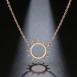 DOTIFI 316L Stainless Steel Necklace Gold Circle Irregular Sun Hollow Out Round Pendant Necklaces For Women Jewelry Gifts daiiibabyyy