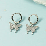 LISM Silver Color  Flash Crystal Butterfly Double Necklace For Women Simple Design Crystal Elegant Wedding Jewelry Gifts daiiibabyyy