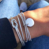 FNIO 4Pcs/Set Geometric Crystal Charm Bracelets for Women Gold Leaf Bangles Bracelets Set Simple Wrist Chain Lady Boho Bracelet daiiibabyyy
