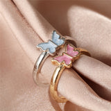 17KM Vintage Golden Heart Rings Set for Women Fashion Pink Green Color Resin Flower Love Heart Ring  Jewelry daiiibabyyy