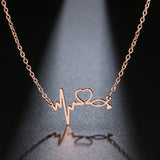 Stethoscope Heartbeat Gold Necklace Women Love Heart Stainless Steel Necklaces & Pendants Medical Nurse Doctor Lover Gifts daiiibabyyy