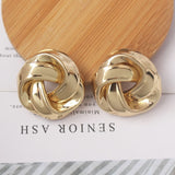 Big Vintage Metal Twisted Stud Earrings For Women Charm Gold Color Za Maxi Statement Spiral Whirlpool Earrings Jewelry daiiibabyyy