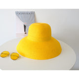 Luna&Dolphin Handmade Women Summer Sun Hat Big Eaves Beach Japanese Hepburn Style Holiday Fold Fisherman Cap Temperament Flat daiiibabyyy