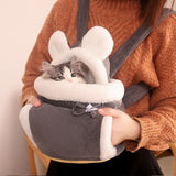 Lovely Pet Carrying Dog Cat Carrier Backpack Warn Plush Travel Bag Chest Pack Breathable Cat Animal Transport Backpack daiiibabyyy