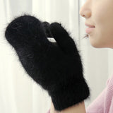 Cute Rabbit Wool Gloves Female Winter Mittens Factory Outlet Fur Gloves Fingerless Gloves Winter Gloves Women Girls Mittens 2021 daiiibabyyy