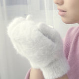 Cute Rabbit Wool Gloves Female Winter Mittens Factory Outlet Fur Gloves Fingerless Gloves Winter Gloves Women Girls Mittens 2021 daiiibabyyy