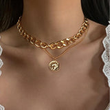 DAXI Vintage Punk Chains On The Neck Choker Pendant Necklace For Women Gold Color Thick Chain Necklaces Party Boho Jewelry Colar daiiibabyyy