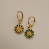 Delicacy Gold Daisy Sunflower Hoop Earring Endless Hoops Dangle Simple Everyday Holiday Gift for Her Bridesmaid Women Jewelry