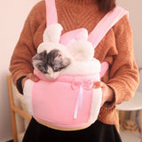 Warm Pet Carrier Bag Small Cat Dogs Backpack Winter Plush Pets Cage for Outdoor Travel Pet Hanging Chest Bags 6kg Load-bearing daiiibabyyy