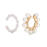 2021 New Fashion Pearl Ear Cuff Bohemia Stackable C Shaped CZ Rhinestone Small Earcuffs Clip Earrings for Women Wedding Jewelry daiiibabyyy