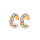 2021 New Fashion Pearl Ear Cuff Bohemia Stackable C Shaped CZ Rhinestone Small Earcuffs Clip Earrings for Women Wedding Jewelry daiiibabyyy