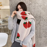 Imitation Cashmere Vintage Comfortable Soft knitted Sweet Women Strawberry Print Warm Shawl Long Wrap Winter Wild Scarf Female daiiibabyyy