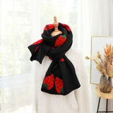 Imitation Cashmere Vintage Comfortable Soft knitted Sweet Women Strawberry Print Warm Shawl Long Wrap Winter Wild Scarf Female daiiibabyyy