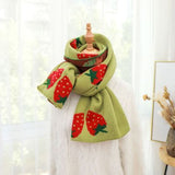 Imitation Cashmere Vintage Comfortable Soft knitted Sweet Women Strawberry Print Warm Shawl Long Wrap Winter Wild Scarf Female daiiibabyyy