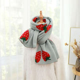 Imitation Cashmere Vintage Comfortable Soft knitted Sweet Women Strawberry Print Warm Shawl Long Wrap Winter Wild Scarf Female daiiibabyyy