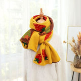 Imitation Cashmere Vintage Comfortable Soft knitted Sweet Women Strawberry Print Warm Shawl Long Wrap Winter Wild Scarf Female daiiibabyyy