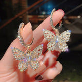 2021 New Fashion Cute Gold Color Butterfly Earring For Women Earring Gifts Jewelry Premium Luxury Zircon Jewelry Accessories daiiibabyyy