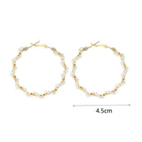 New Boho White Imitation Pearl Round Circle Hoop Earrings Women Gold Color Big Earings Korean Jewelry Brincos Statement Earrings daiiibabyyy