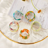 New Korea Aesthetic Colourful Resin Acrylic Rings Set for Women Geometric Round Rings Girl Temperament Versatile Jewelry Gifts daiiibabyyy