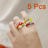 New Korea Aesthetic Colourful Resin Acrylic Rings Set for Women Geometric Round Rings Girl Temperament Versatile Jewelry Gifts daiiibabyyy