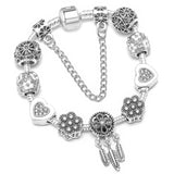BAOPON Dropshipping Vintage Silver Color Charms Bracelets for Women DIY Crystal Beads Brand Bracelets Women Pulseira Jewelry daiiibabyyy