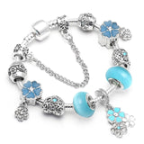BAOPON Dropshipping Vintage Silver Color Charms Bracelets for Women DIY Crystal Beads Brand Bracelets Women Pulseira Jewelry daiiibabyyy