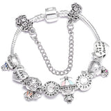 BAOPON Dropshipping Vintage Silver Color Charms Bracelets for Women DIY Crystal Beads Brand Bracelets Women Pulseira Jewelry daiiibabyyy