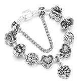 BAOPON Dropshipping Vintage Silver Color Charms Bracelets for Women DIY Crystal Beads Brand Bracelets Women Pulseira Jewelry daiiibabyyy