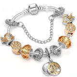 BAOPON Dropshipping Vintage Silver Color Charms Bracelets for Women DIY Crystal Beads Brand Bracelets Women Pulseira Jewelry daiiibabyyy