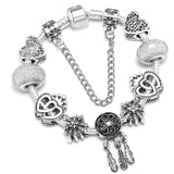 BAOPON Dropshipping Vintage Silver Color Charms Bracelets for Women DIY Crystal Beads Brand Bracelets Women Pulseira Jewelry daiiibabyyy