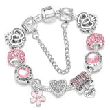 BAOPON Dropshipping Vintage Silver Color Charms Bracelets for Women DIY Crystal Beads Brand Bracelets Women Pulseira Jewelry daiiibabyyy