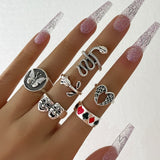 Aprilwell 6 PCs Gothic Silver Color Ring Set For Women Aesthetic 2021 Costume Retro Jewelry Anxiety Chunky Gadgets Free Shipping daiiibabyyy