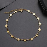 2021 Stainless Steel Fashion New Chain Five-Pointed Star Anklets Barefoot Gold Color Anklet For Women Jewelry Party Friends Gift