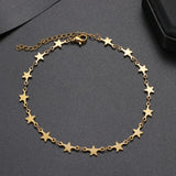 2021 Stainless Steel Fashion New Chain Five-Pointed Star Anklets Barefoot Gold Color Anklet For Women Jewelry Party Friends Gift daiiibabyyy