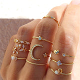 FNIO Bohemian Gold Chain Rings Set For Women Fashion Boho Coin Snake Moon Rings Party 2021 Trend Jewelry Gift daiiibabyyy