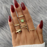 FNIO Bohemian Gold Chain Rings Set For Women Fashion Boho Coin Snake Moon Rings Party 2021 Trend Jewelry Gift daiiibabyyy