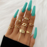 FNIO Bohemian Gold Chain Rings Set For Women Fashion Boho Coin Snake Moon Rings Party 2021 Trend Jewelry Gift daiiibabyyy