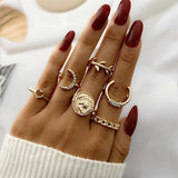 FNIO Bohemian Gold Chain Rings Set For Women Fashion Boho Coin Snake Moon Rings Party 2021 Trend Jewelry Gift daiiibabyyy
