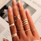 FNIO Bohemian Gold Chain Rings Set For Women Fashion Boho Coin Snake Moon Rings Party 2021 Trend Jewelry Gift daiiibabyyy