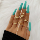 FNIO Bohemian Gold Chain Rings Set For Women Fashion Boho Coin Snake Moon Rings Party 2021 Trend Jewelry Gift daiiibabyyy