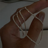 2021 Trend Simple Silver Color Choker Necklace for Women Elegant Clavicle Chain Necklace Casual Jewelry Collier Femme daiiibabyyy