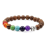 7 Chakra Bracelet Natural Lava Stone Wooden Bead Pendant Bracelets Bangles Buddha Prayer Healing Balance Charm Yoga Jewelry Gift daiiibabyyy