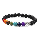 7 Chakra Bracelet Natural Lava Stone Wooden Bead Pendant Bracelets Bangles Buddha Prayer Healing Balance Charm Yoga Jewelry Gift daiiibabyyy
