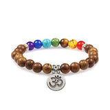 7 Chakra Bracelet Natural Lava Stone Wooden Bead Pendant Bracelets Bangles Buddha Prayer Healing Balance Charm Yoga Jewelry Gift daiiibabyyy